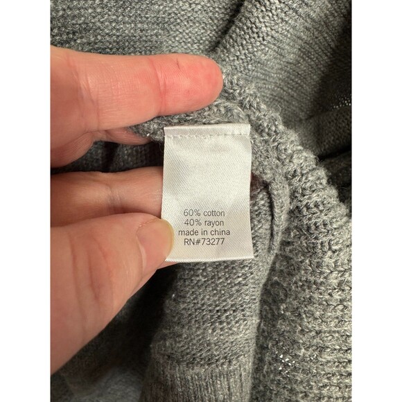 Sonoma Large Longline Cardigan Sweater Gray Open Front Ribbed Knit Long Sleeve - Picture 9 of 11
